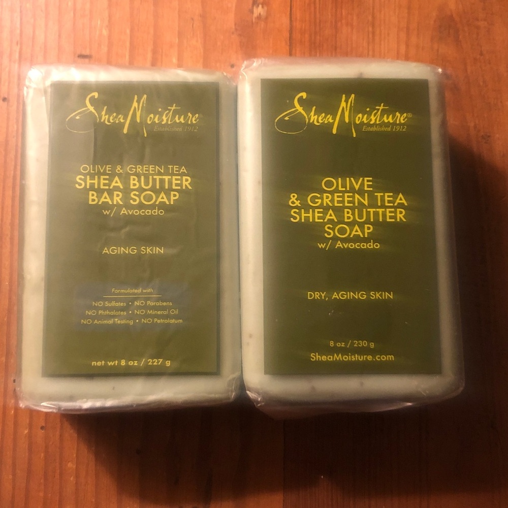2 SheaMoisture Bar Soaps Olive&Green Tea Shea Butter Deeply Moisturizing 8 oz ea
